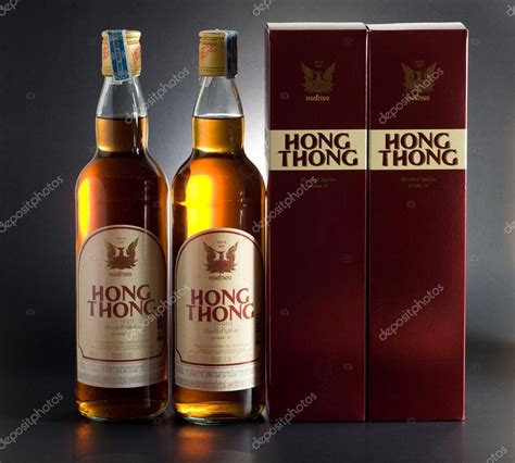 Pattaya, Thailand - February 19, 2016: Whiskey Hong Thong. Made in Thailand since 1977 under the ...