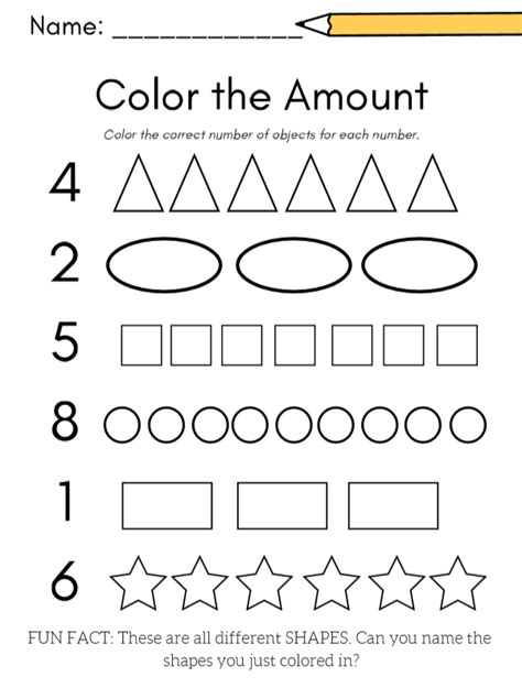 For shape AND number practice, a color the shape amount worksheet! Great for presch… | Okul ...