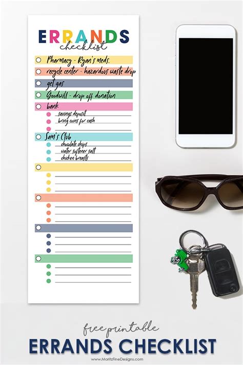 Errands Checklist Printable | Free Template Download