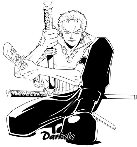 Roronoa Zoro Lineart by DarkEle on DeviantArt