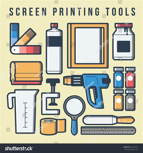 Screen Printing Tools Stock Vector (Royalty Free) 354377315 | Shutterstock