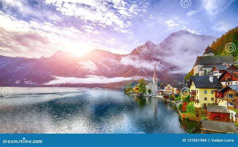 Hallstatt Town And Hallstatt Lake Stock Image | CartoonDealer.com #68557243