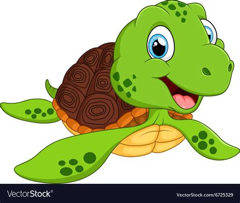 Happy sea turtle cartoon Royalty Free Vector Image