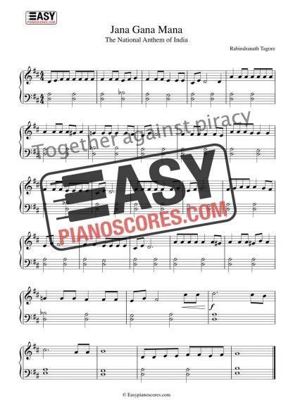 Jana Gana Mana - the National Anthem of India – Sheet Music – Easypianoscores.com