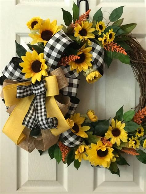 Everyday Wreath Sunflower Wreath Everyday Grapevine Wreath | Etsy | Sunflower burlap wreaths ...