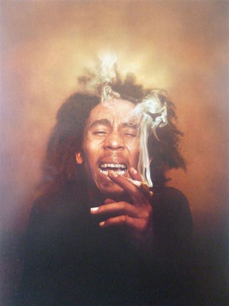 Bob Marley Smoking 1975 Mounted Poster 28x21cm