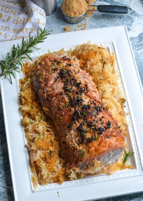 Roast Pork Loin With Rosemary Brown Sugar Sauerkraut - 4 Sons 'R' Us