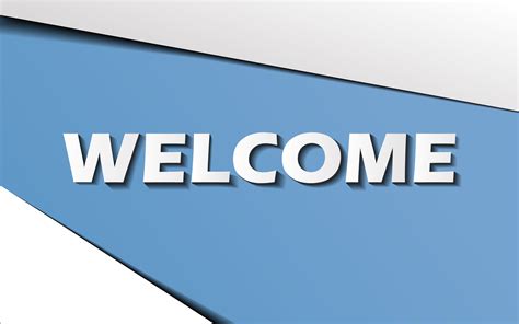 Welcome text message paper art and artwork on blue background for greeting card decoration on ...