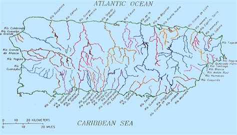 La Geografía de Puerto Rico: Sus Ríos: Mapa de Puerto Rico con sus rios