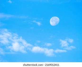 Full Moon On Blue Sky Cumulus Stock Photo 520724701 | Shutterstock