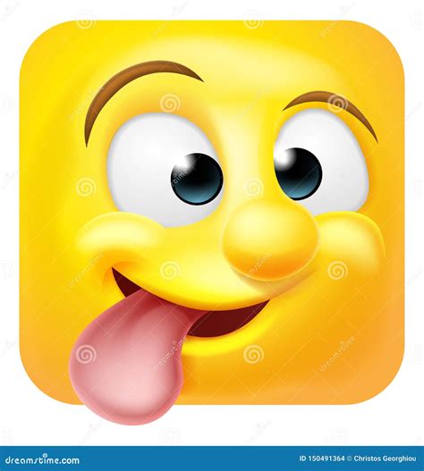 Funny Cheeky Emoji Emoticon Icon Cartoon Character Vector Illustration ...