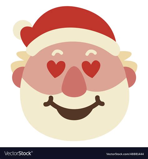 Heart eyes santa claus face emoticon 50 Royalty Free Vector