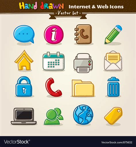 Hand draw internet and web icon set Royalty Free Vector