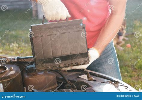 Replacing the Battery before Winter. Car Maintenance before the Cold Season Stock Photo - Image ...