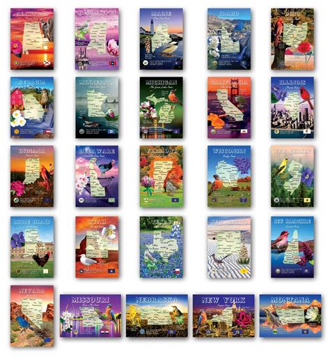 Buy U.S. State Postcard Set of 50. Modern post cards variety pack. Postcards with s of all fifty ...