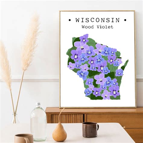 Wisconsin State Flower Wall Art WI Common Blue Violet Print - Etsy