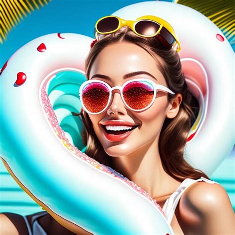 Premium AI Image | Young beautiful smiling woman in sunglasses