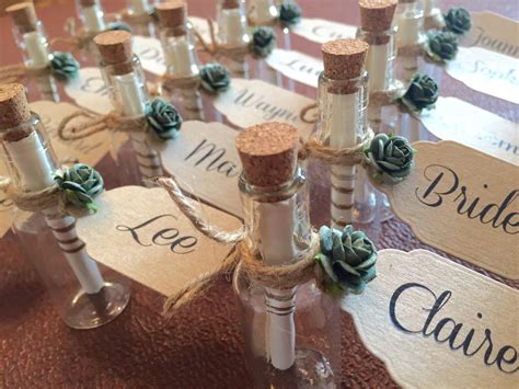 Miniature Message in a Bottle with Personalised Scrolls complete with Paper Rose | Perfect for ...