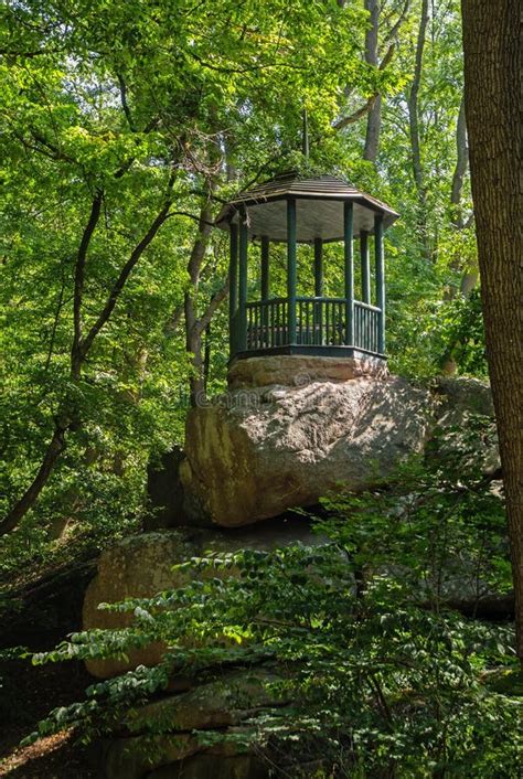 Gazebo on High Stones in a Dense Forest. Sofiyivka Park Stock Photo ...