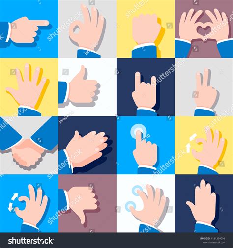 Collection Icons Hand Gestures Vector Illustrations Stock Vector (Royalty Free) 1181399098 ...