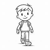 Boy Walk Cartoon For Coloring Page Outline Sketch Drawing Vector  sketch template
