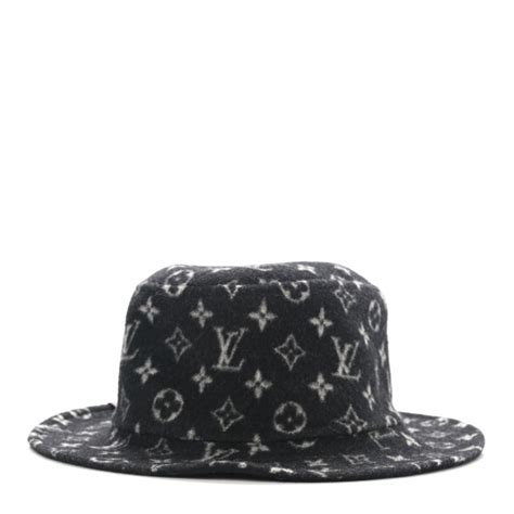 LOUIS VUITTON Wool Monogram Match Bucket Hat M Black White 1134932 ...