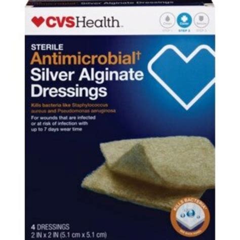 CVS Pharmacy Sterile Antimicrobial Silver Alginate Dressings, 2" X 2 ...