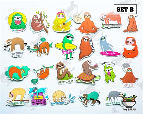 50 pcs Sloth Vinyl Sticker Pack Sloth Gifts | Etsy