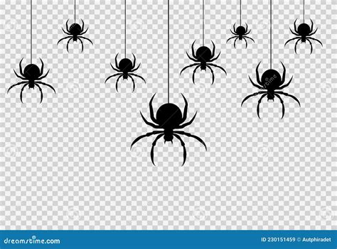 Spider Hanging From Spiderwebs Isolated On Png Or Transparent Background, Halloween Banner ...