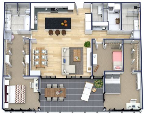 3 Bedroom Apartment Floor Plan Design | Floor Roma