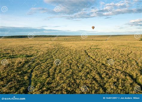 Hot Air Balloon Ride on the Big Green Plains of Masai Mara in Kenya/africa. Stock Image - Image ...