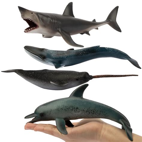 Buy TOYMANY 4PCS 8-10" L Realistic Large Shark & Whale Figurines Bath ...