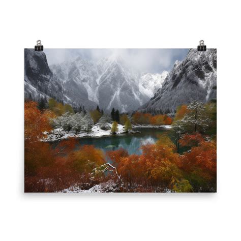 Jiuzhaigou Valleys Autumn Foliage photo paper poster – Posterfy.AI