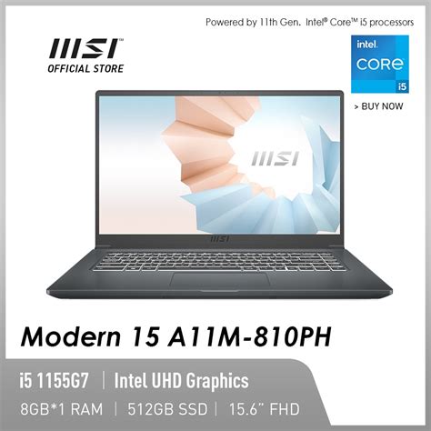 MSI Modern 15 A11M-810PH Laptop (Carbon Gray) - Intel Core i5 1155G7 ...