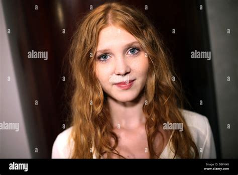 Actress Isolda Dychauk (Lucrecia Borgia) poses during a photo opportunity before a press ...