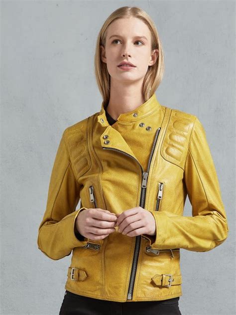 Women Bright Yellow Leather Jacket | Women Jacket | Mauvetree.com ...