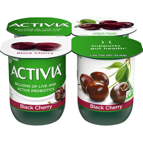 Dannon Activia Yogurt, Lowfat, Cherry, 4 - 4 oz (113 g) cups [1 lb (452 g)]