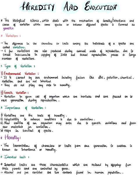 Heredity and evolution class 10 notes - Studypur