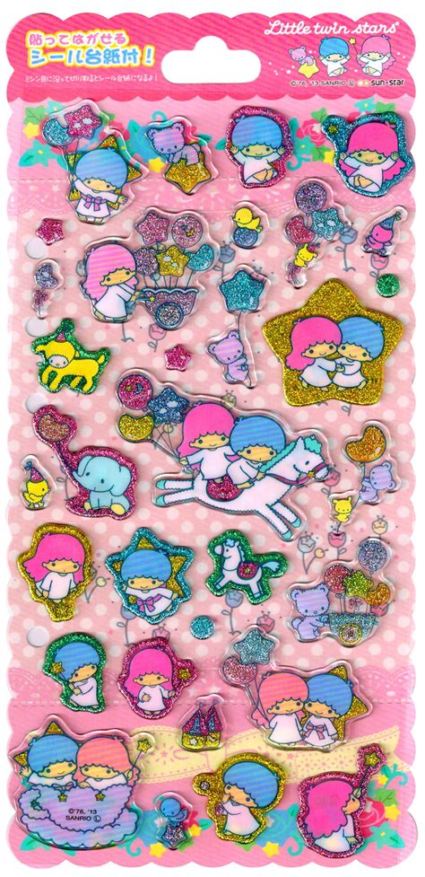 Sanrio Little Twin Stars Glitter Epoxy Sticker Sheet | Sanrio little ...