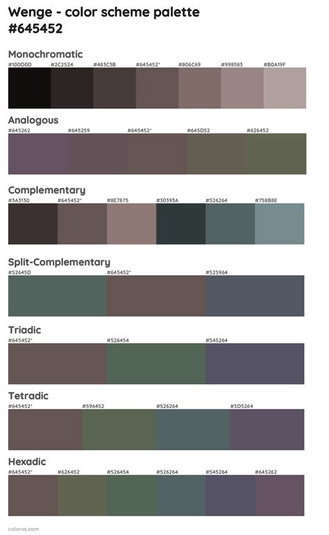 Wenge color palettes and color scheme combinations - colorxs.com