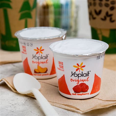 Yoplait Red Raspberry & Harvest Peach Yogurt Cups - 48/Case