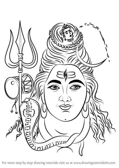 Learn How to Draw Lord Shiva Face (Hinduism) Step by Step : Drawing ...