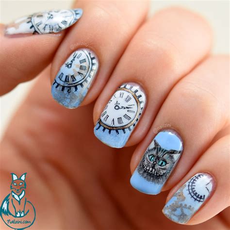 Alice Through The Looking Glass - Cheshire Cat Nail Art | Nailzini: A Nail Art Blog