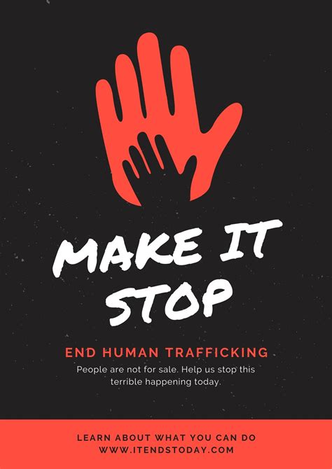 Red Black Hand Quote Human Trafficking Poster - Templates by Canva