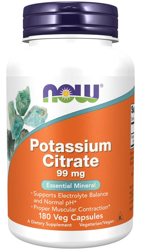 NOW Supplements, Potassium Citrate 99 mg, Supports Electrolyte Balance ...