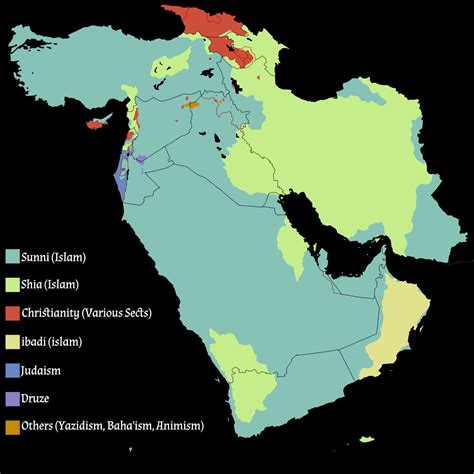 Religious map of the Middle East. by u/iziyan - Maps on the Web