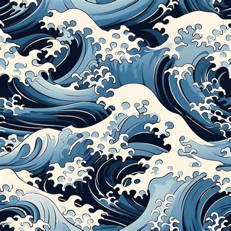 Premium AI Image | Seamless pattern japanese wave for print and textile