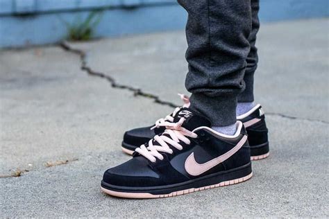 Nike SB Dunk Low Black/Washed Coral On Feet Sneaker Review | Nike sb ...