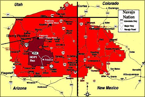 NAVAJO - HOPI Land Dispute, history, maps, links