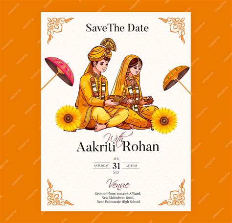 Premium Vector | Traditional Royal Wedding Invitation card design with bride and groom ...